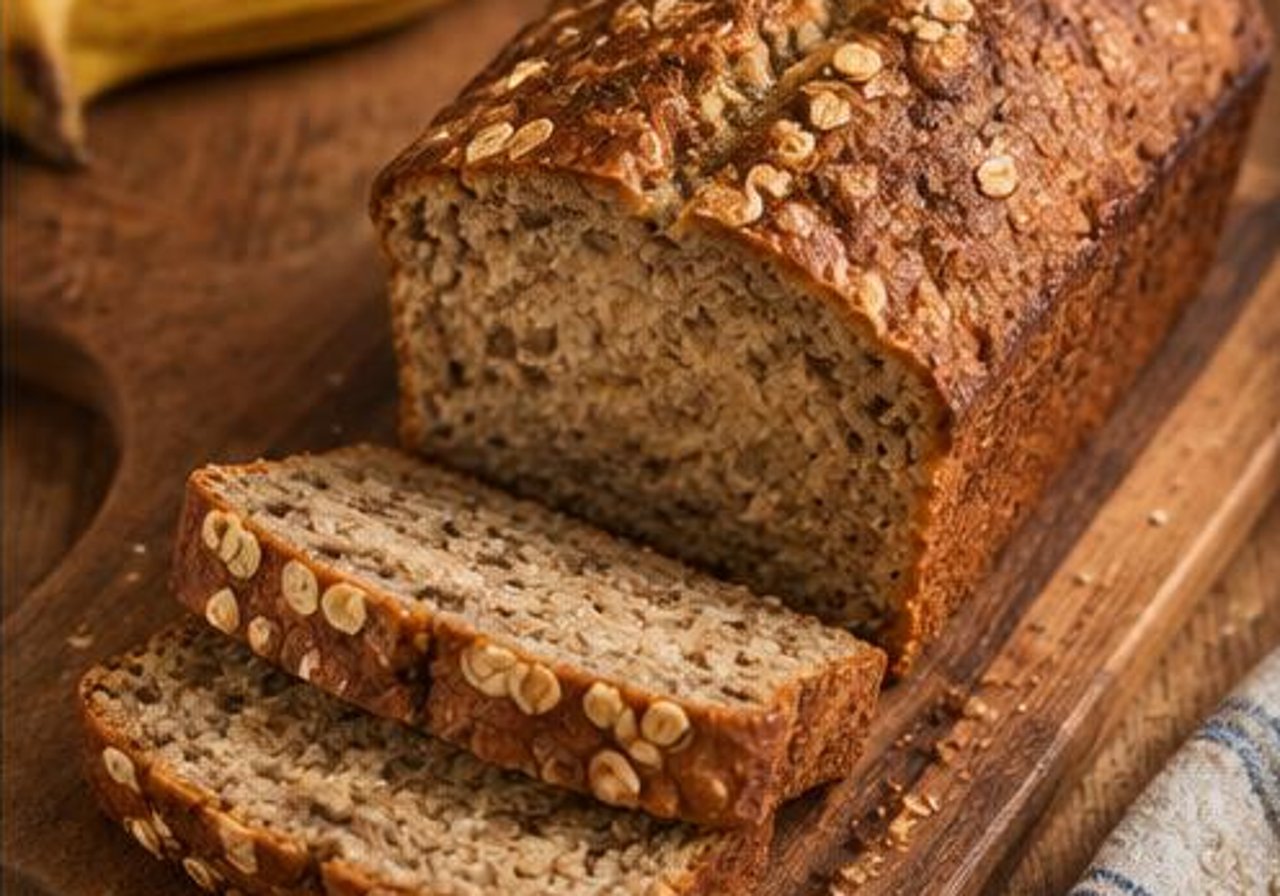 Bizcocho de plátano y avena sin azúcar añadido