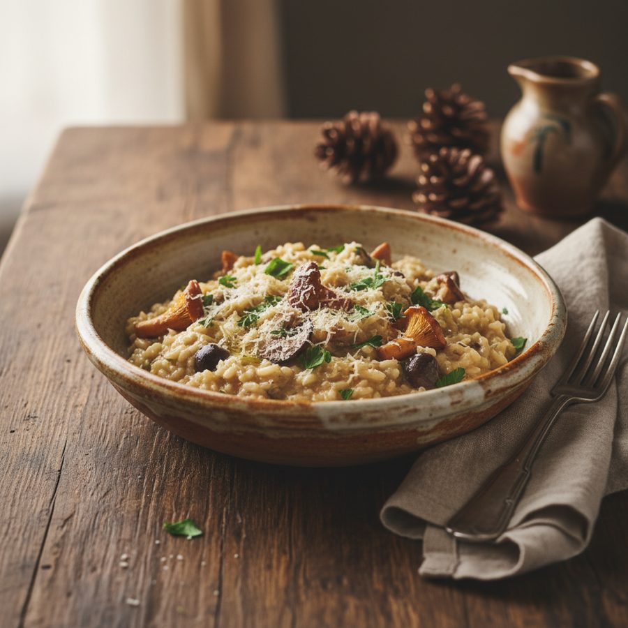 Risotto de setas tradicional al estilo italiano