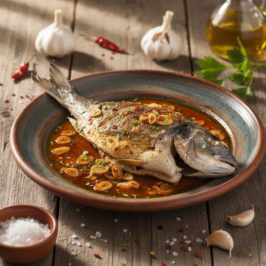 Dorada a la espalda con ajada tradicional
