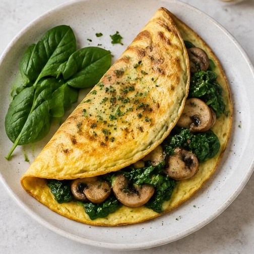 Tortilla de espinacas y champiñones