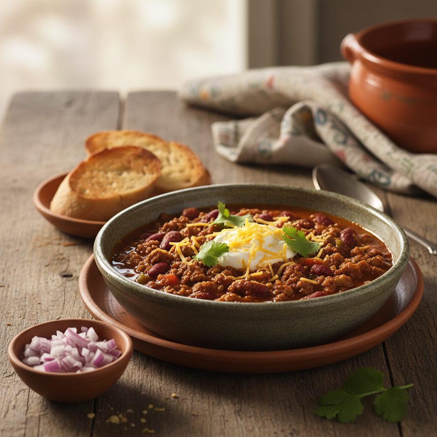 Chili con carne casero con alubias rojas