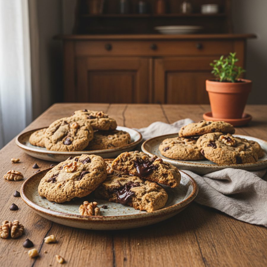 Cookies estilo New York con pepitas de chocolate y nueces