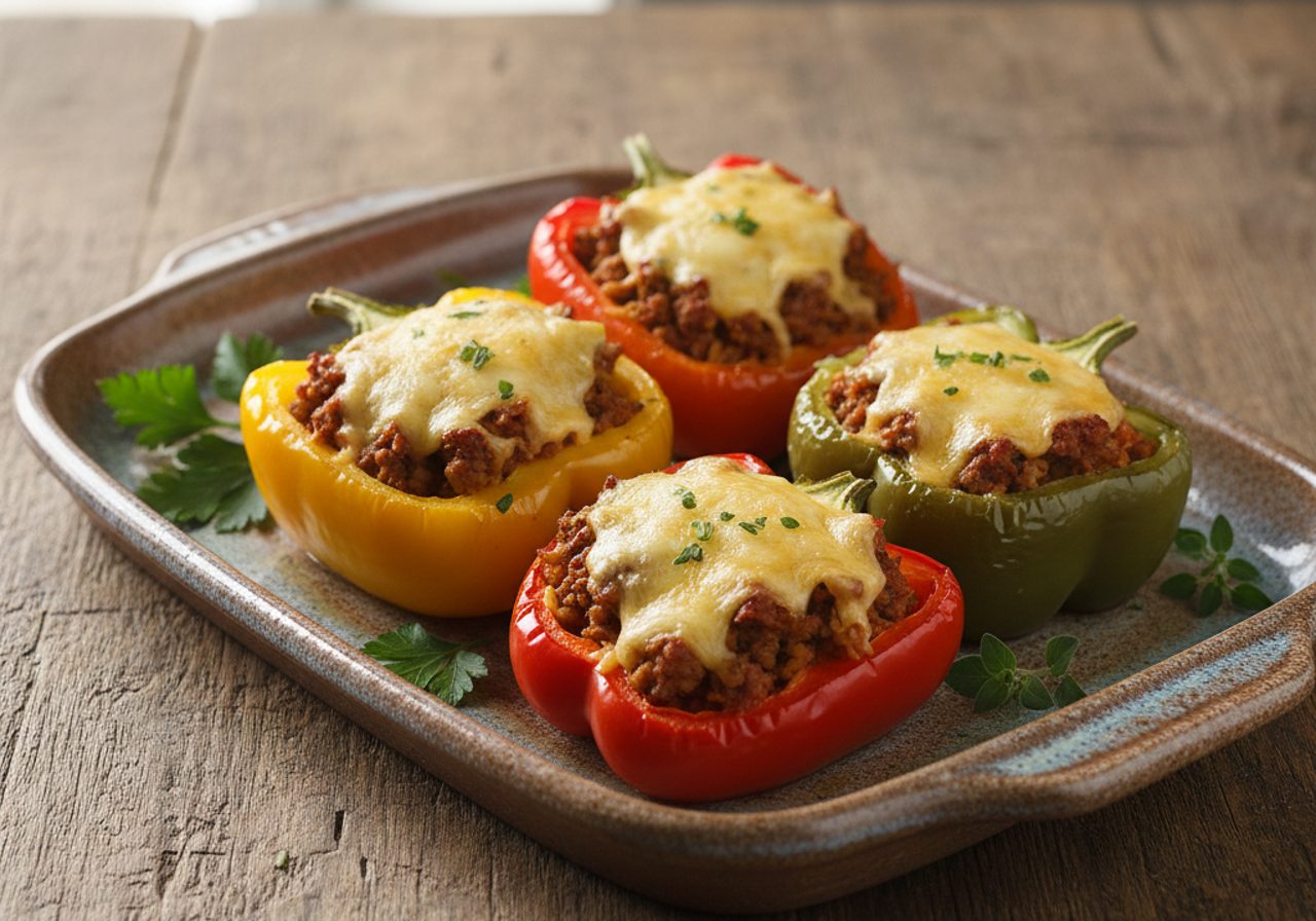 Pimientos rellenos de carne al horno