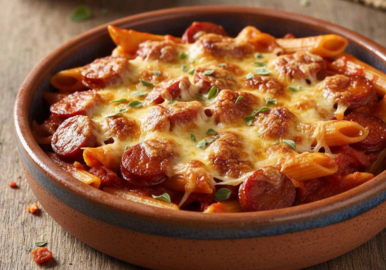 Macarrones con chorizo y tomate